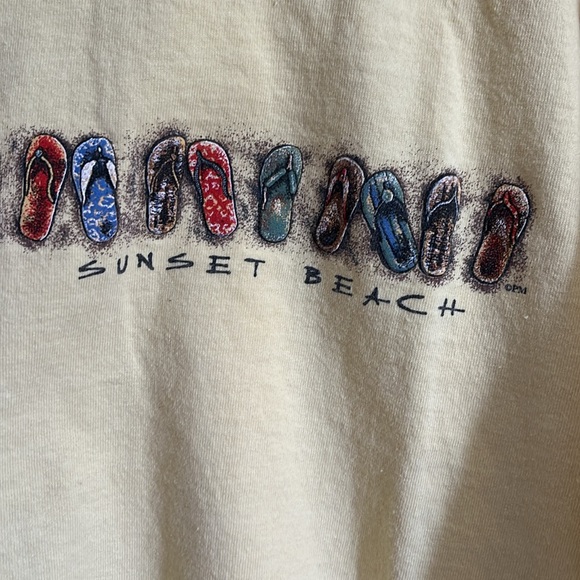 Vintage Sunset Beach T-Shirt / Sandals Graphic / XL / 90s / Single Stitch - Picture 3 of 5